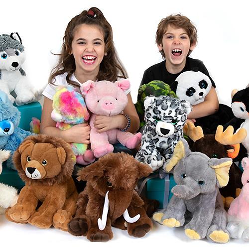 Boy girl stuffed animals box